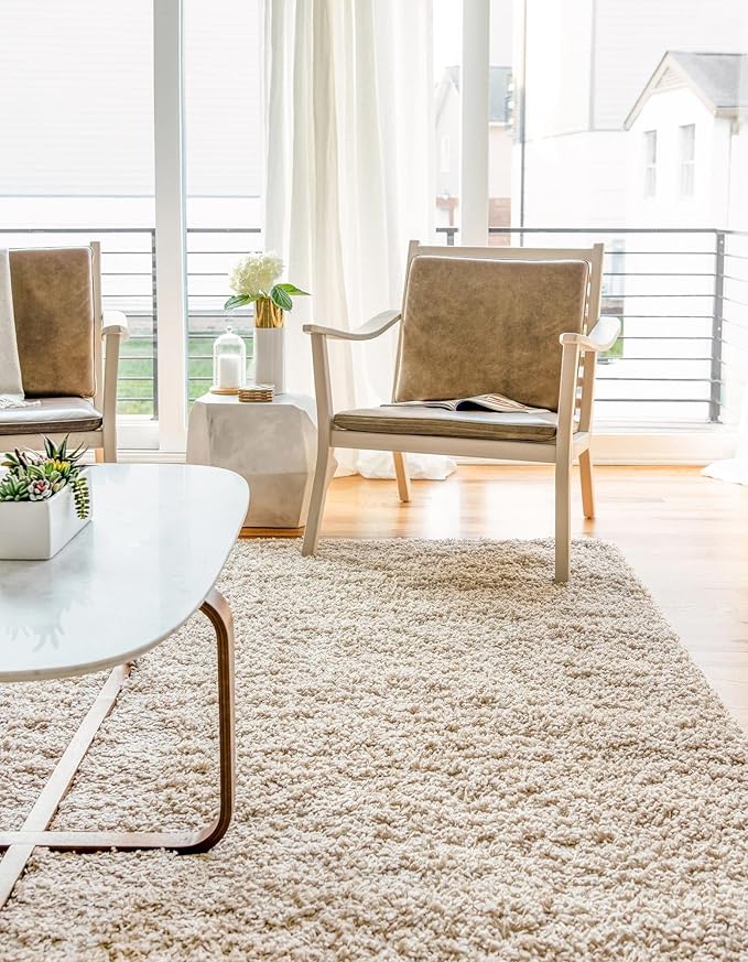 Unique Loom Solid Shag Collection Area Rug (5' 3" x 8' Rectangle, Taupe)