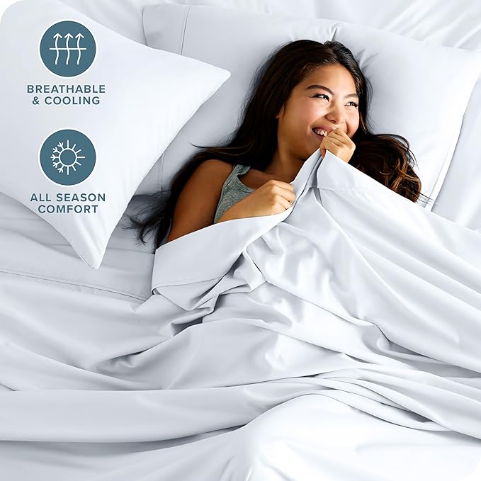 Bare Home Hotel Luxury Full Sheet Set, Extra Soft - 6 Piece Set - Deep Pockets - Easy Fit - Cooling & Breathable - Wrinkle, Fade, Stain Resistant - Includes 4 Pillowcases (Full, White)
