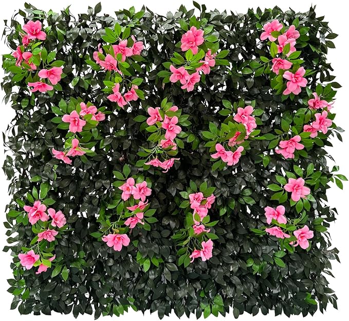 Sumery Expandable Fence Privacy Screen for Balcony Patio Outdoor,Decorative Faux Ivy Fencing Panel,Artificial Hedges (Single Sided Leaves) (2, Branches -Pink Fowers)