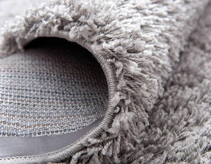 Unique Loom Solid Shag Collection Area Rug (7' 10" x 10' Rectangle, Cloud Gray)