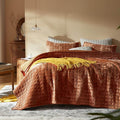 LEAONME Velvet Quilt Full/Queen Size-90''x98'', Lightweight Burnt Orange Velvet Comforter Set with 2 Pillow Shams, Soft Bedspread Coverlet Quilted Bedding Set for All Season
