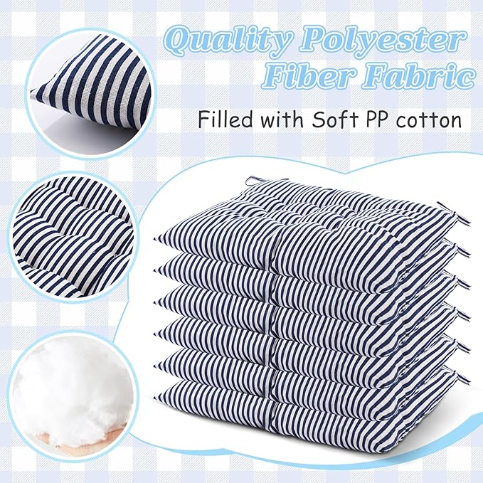 Geetery 12 Pcs Floor Pillows for Classroom Bulk Square Seating Cushions for Floor Chair School Kindergarten Reading Corner, 15.7'' Large Thick Meditation Cushions Yoga Nursery Daycare (Stripe)