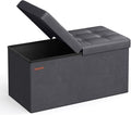 SONGMICS MAZIE Collection - 30 Inches Storage Ottoman Bench with Flipping Lid, Storage Chest Footstool, Load 660 lb, for Entryway, Living Room, Bedroom, Synthetic Leather, Dark Gray ULSF045G01