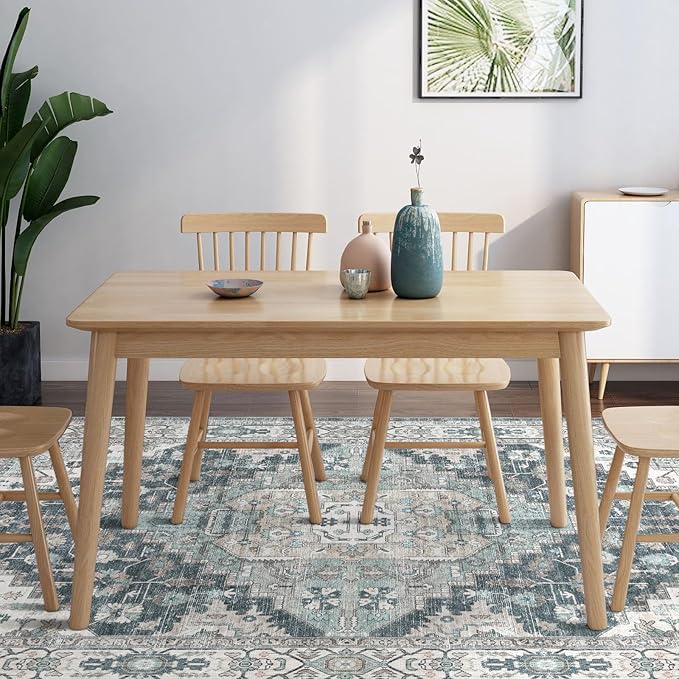 5x7 Vintage Washable Area Rug for Living Room,Low Pile Non Slip Carpet Non-Shedding Area Rug Soft Indoor Stain Resistant Rug Boho Print Mat for Bedroom Dining Room Blue Beige Multi