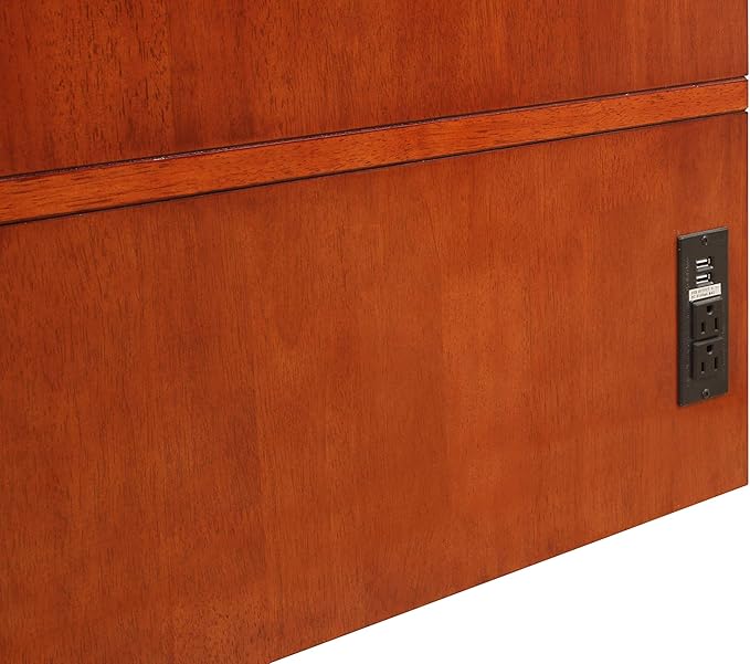 Emurphybed Paradiseo Murphy Cabinet Chest Bed with Charging Station 6 Inch, Queen (Cherry)