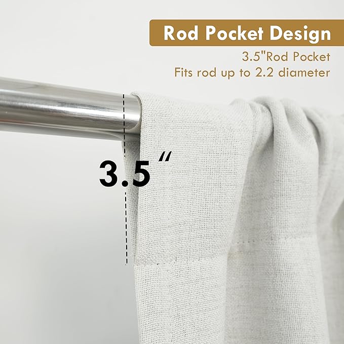 DriftAway Double Layer Linen Blackout Tie Up Curtains Thermal Insulated Fully Lined Balloon Roman Shade Bathroom Window Adjustable Rod Pocket for Small Window 39 Inch by 55 Inch Ivory Cream