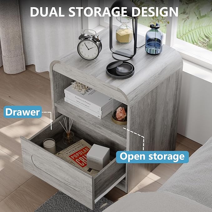 3 Piece Bedroom Set, Dresser and Nightstand Sets for Bedroom, Wood 3 Drawer Dresser & Night Stand Set of 2, Wide Chest of Drawers Modern Storage Cabinet Bedroom Furniture Set, Grey