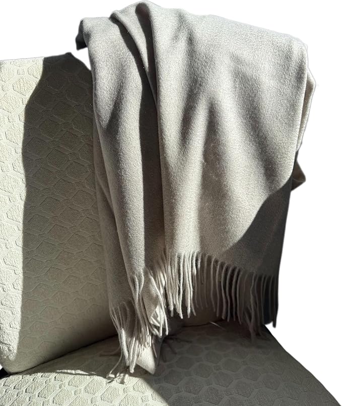 Alashan Cashmere Blend Ripple Finish Woven Throw (Oat Milk)