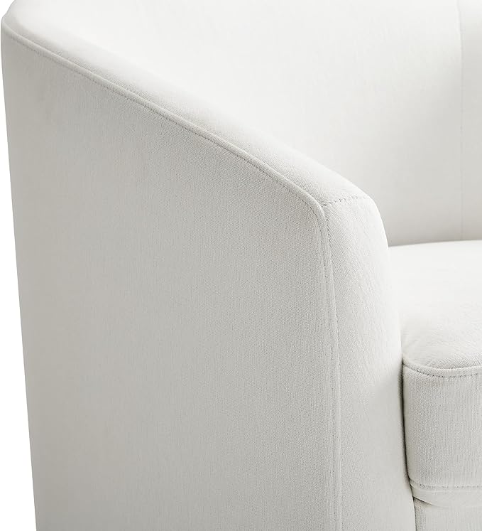 Swivel Barrel Accent Chair, Round Chenille Fabric Living Room Arm Chairs, Modern Upholstered Comfty Reading Nook Chairs for Bedroom, Small Club Armchair, Single Sofa Side Chair, White