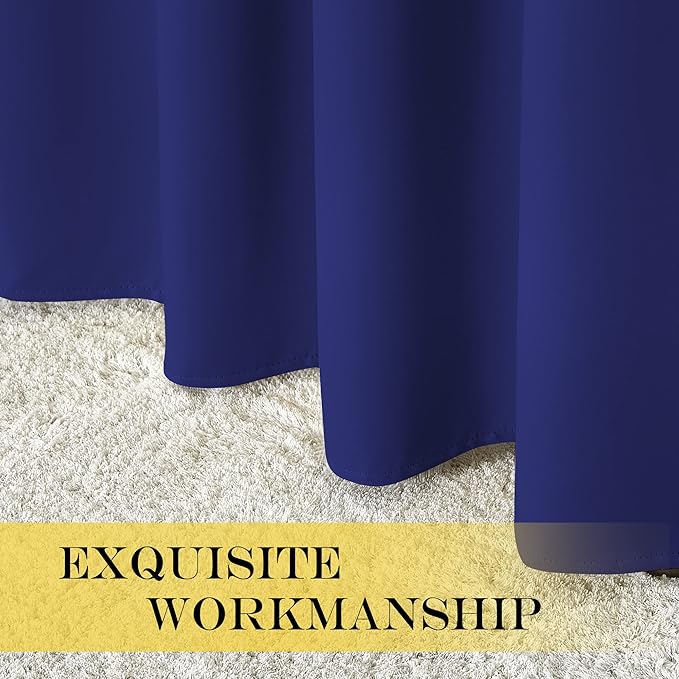 NICETOWN Room Divider Curtain 132 Inches Long, Wide Blackout Sliding Door Curtain for Bedroom, Room Darkening Privacy Window Curtain for Patio Door (1 Panel Set, Navy Blue, 80 x 132 Inch)