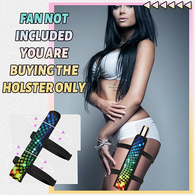 Summer Rave Fan Thigh Holster Rave Fan Holder Folding Hand Pouch Foldable Sleeves with Waist Belt for Thigh Party