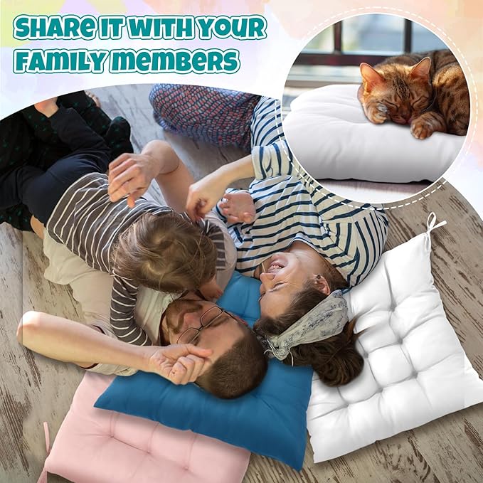 Geetery 12 Pcs Floor Pillows for Classroom Bulk Square Seating Cushions for Floor Chair School Kindergarten Reading Corner, 15.7'' Large Thick Meditation Cushions Yoga Nursery Daycare (Pastel Color)