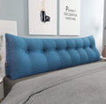 homecozy Wedge Headboard Pillow Dorm Room Reading Pillow Back Support for Sitting Up in Bed Bolster Lumbar Cushion Body Positioning Bedrest Cotton Linen 76in Blue King