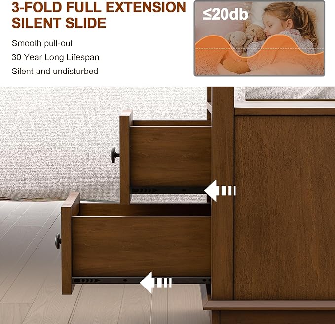 HIFYOBRO End Table with Flip Top Charging Station Set of 2, Narrow Side Table with 2 Drawers, Type-C & USB Port & Power outlets, Wooden Nightstand for Living Room and Bedroom