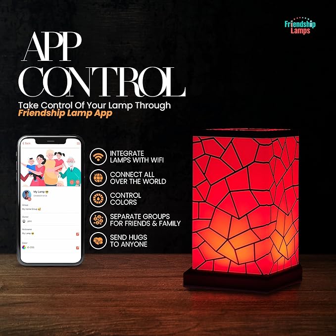 Friendship Lamp® by Filimin Classic - Best Friend Lamps Wi-Fi Touch Lamp LED Light for Long-Distance, Connection, Relationship, Friendship, Gifts, Love, 200+ Colors, App Setup - Set of 6
