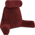 Husband Pillow XXL – Reading Pillow Bed Chair with Arms & Back Support – Maroon - Back Pillow for Beds Sitting Up – Bed Rest Arm Pillow – Comfy Reading Pillow for Adults