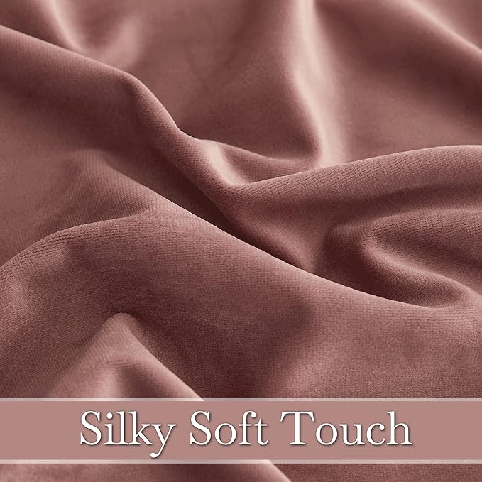RYB HOME Elegant Velvet Curtains 96 inch Length Room Darkening Small Window Decor Silk Hand Feel Privacy Vertical Shade for Nursery Playroom Bedroom, W52 x L96 inches, Wild Rose Pink, 2 Panels