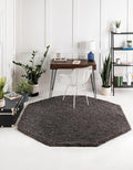 Unique Loom Solid Shag Collection Area Rug (8' Octagon, Graphite Gray)