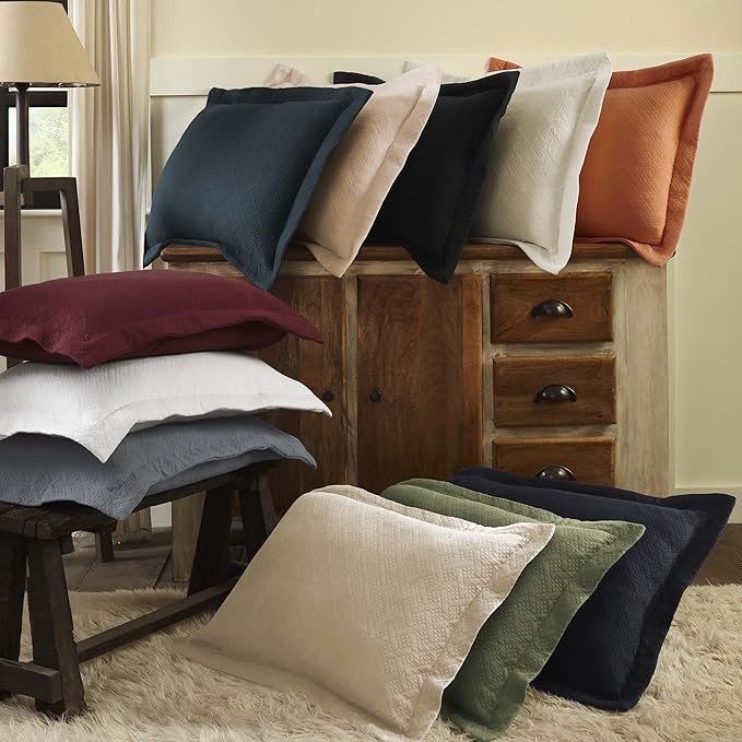 Superior 100% Cotton Basket Weave Bedspread with Shams, All-Season Premium Cotton Matelasse Jacquard Bedding, Quilted-Look Geometric Basket, King, Black