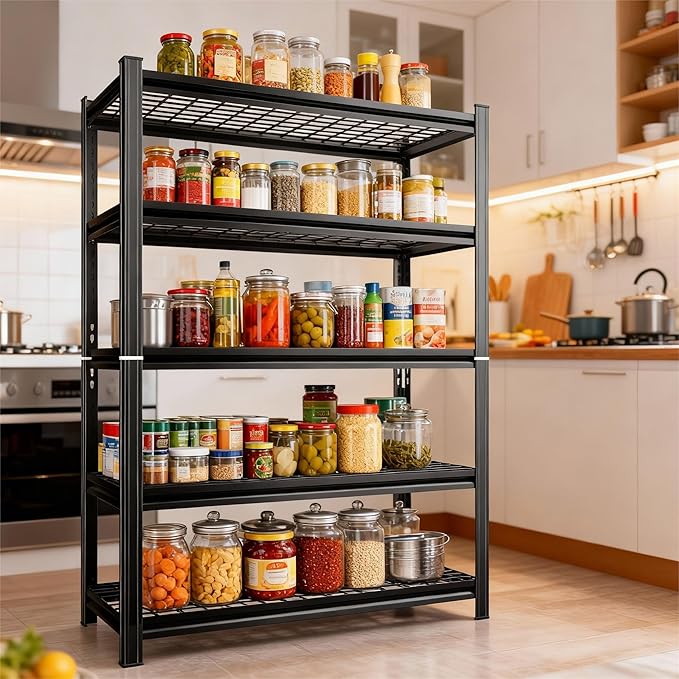 48''W Wire Garage Metal Shelving, 3020 Lbs Heavy-Duty Garage Storage Shelves, 5-Tier Adjustable Reinforced Shelves for Laundry Rooms, Basements, Kitchens&Outdoor (48''W*24''D*72''H)