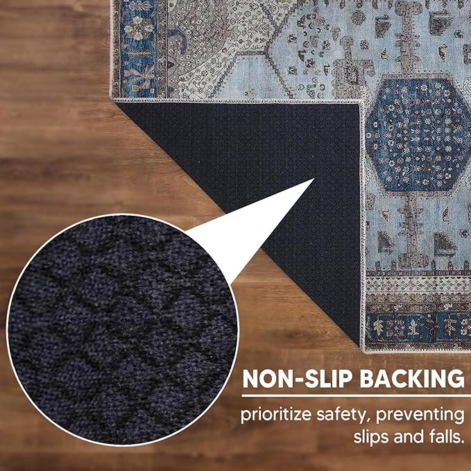 Keen Home Design 9x12 Rug - Machine Washable Area Rug with Non-Slip Backing, Ideal for Living Room, Dining Room, Bedroom - Vintage, Easy Clean, Durable, Low Pile Rug - (9' x 12')
