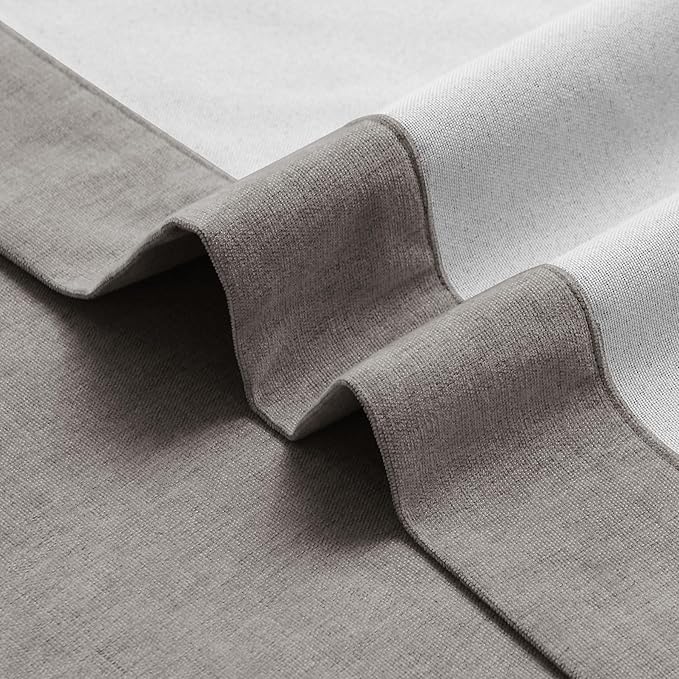 Macochico 100% Blackout Curtains Insulted Window Panels for Bedroom Living Room Dining Room Luxury Chenille Curtains Classic Home Decor Stone Grey Curtains with Tieback 52" Wx72 L Grommet 1 Panel
