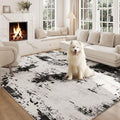 Area Rugs 8x10, Modern Abstract Machine Washable Rugs for Living Room Thin Carpet Indoor Floor Non-Shedding Carpets for Bedroom Dining Room Farmhouse Home Office | Black White