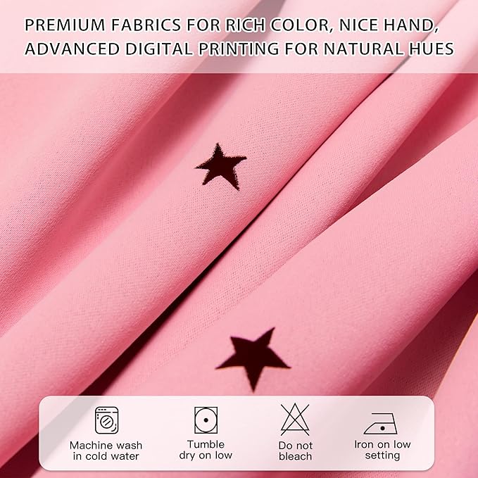 XiDi Pink Curtains for Bedroom Decor, Girls Room Blackout Curtains, Kids Room Darkening Curtains, 1 Panel
