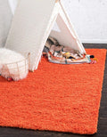 Unique Loom Solid Shag Collection Area Rug (6' 1" x 9' Rectangle, Tiger Orange)