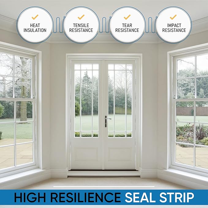 Adhesive V Shape Weatherstrip, Weather Stripping Door Seal Strip Foam Door Frame Insulation Side Jamb Bottom Groove Gap Filler Soundproof V Weatherstripping (White, 1/2 in x 1/2 in x 26 Ft)