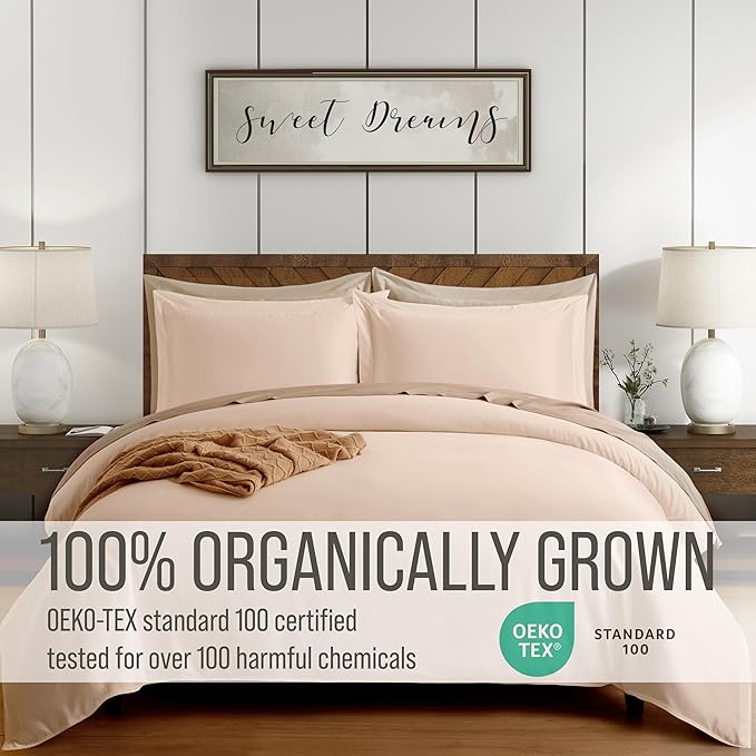 Bella Coterie Luxury Bamboo Viscose King Size Duvet Cover Set | 100% Organically Grown | Corner Ties | Ultra Soft | Cooling | Two Pillow Shams | 106 x 94 | No Insert [Champagne]