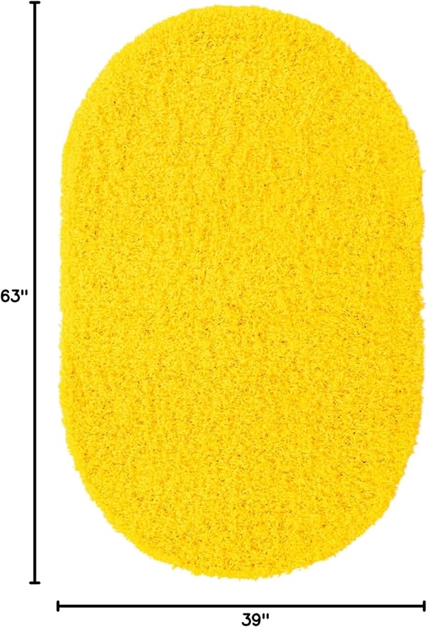 Unique Loom Solid Shag Collection Area Rug (3' 3" x 5' 3" Oval, Tuscan Sun Yellow)