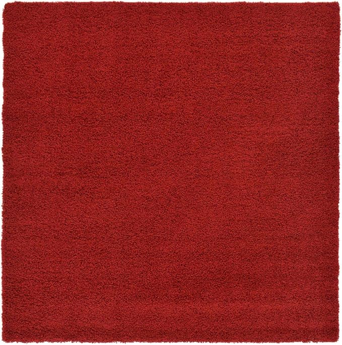 Unique Loom Solid Shag Collection Area Rug (8' Square, Cherry Red)
