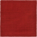 Unique Loom Solid Shag Collection Area Rug (8' Square, Cherry Red)
