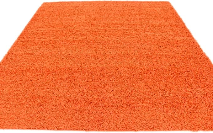 Unique Loom Solid Shag Collection Area Rug (8' Square, Tiger Orange)