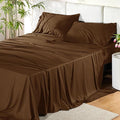 Bedsure Full Size Bed Sheets, Cooling Sheets, Rayon Derived from Bamboo, Breathable & Soft, Deep Pocket Up to 16 Inches, Hotel Luxury Silky Bedding for Hot Sleepers, Brown