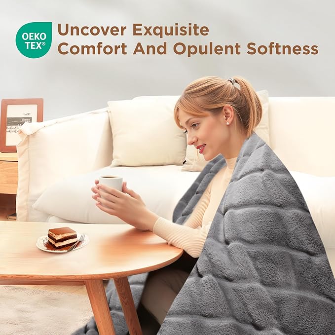 Sophia & William Throw Blanket for Couch Sofa(60x80 Inches) - Faux Fur Throw Soft Cozy, Gifts for Women, Grey