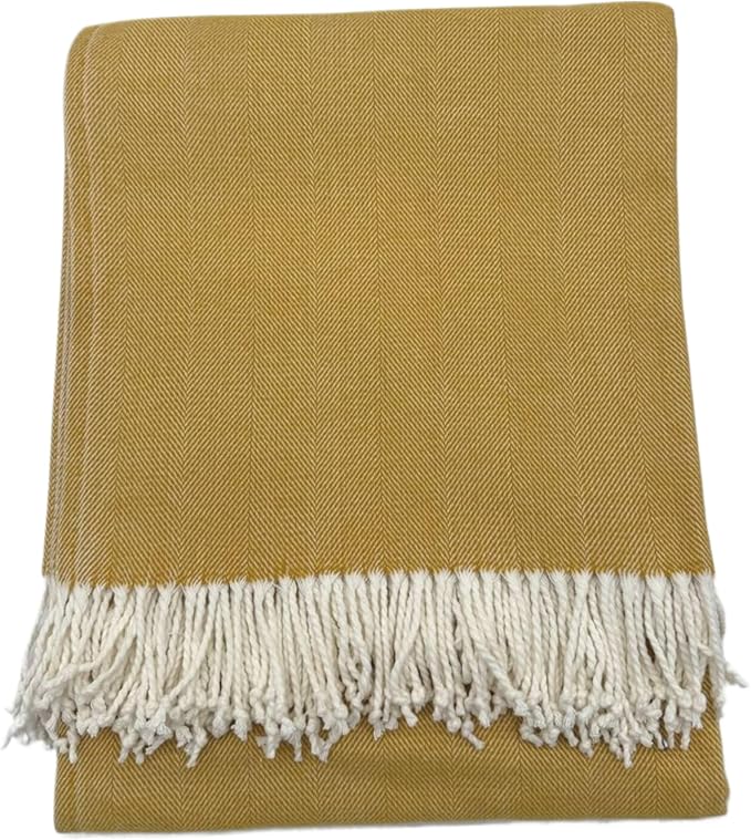 Alashan Cotton Acrylic Adirondack Herringbone Woven Throw (Pineapple)