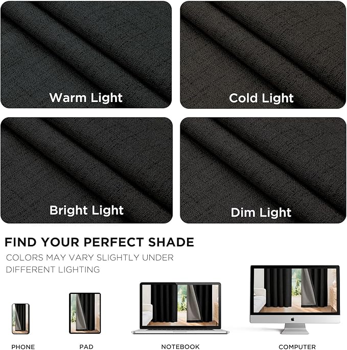 Joydeco Linen Blackout Curtains for Bedroom - 100% Light Blocking 1 Panels, Black Drapes 100" W x 120" L, Thermal Insulated Room Darkening Curtains for Living Room, Rod Pocket & Back Tabs