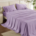 Bedsure Queen Sheet Set, Rayon Derived from Bamboo, Cooling Sheets, Breathable & Soft, Deep Pocket Up to 16 Inches, Hotel Luxury Silky Bedding for Hot Sleepers, Lilac
