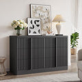 Fluted Dresser for Bedroom, 47" Wide 6 Drawer Dresser, Modern Chest of Drawers with Solid Wood Handle, Curved Profile Design, Wood Dressers Storage Organizer, Living Room, Hallway, Black