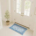 Fame Rugs Blue Modern Oushak Rug 2x3, Vintage Doormat Turkish Colorful Oriental Antique Inspired Washable Small Area Rug, Luxury Living Room Bedroom (995BB, 2' x 3')