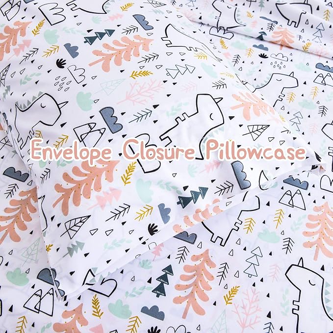 JSD Unicorn Tree Kids Sheet Set Twin Size, 3 Piece Printed Microfiber Bed Sheets Deep Pocket