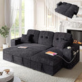 90 Inch Sleeper Sofa Bed, 4 in 1 Pull Out Couch Bed with Adjustable Backrest | Reversible Storage Chaise | Wide Armrest | Tool Free Assembly, Sectional Couches for Living Room, Navy Blue