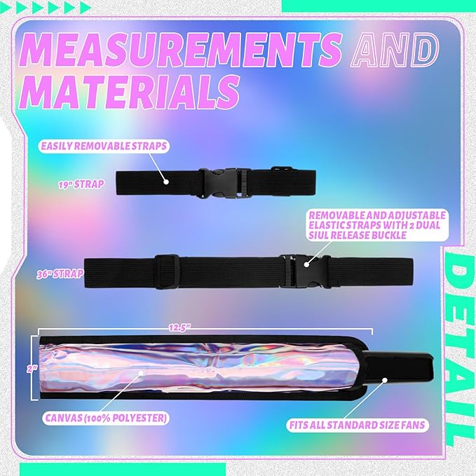 Summer Rave Fan Thigh Holster Rave Fan Holder Folding Hand Pouch Foldable Sleeves with Waist Belt for Thigh Party