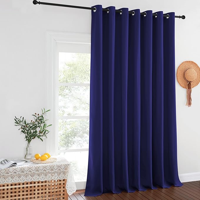 NICETOWN Navy Blue Blackout Curtains for Bedroom/Living Room 132 Inch Length - Thermal Insulated Room Darkening Grommet Top Window Curtains (100 by 132 - Inch, 1 Panel)
