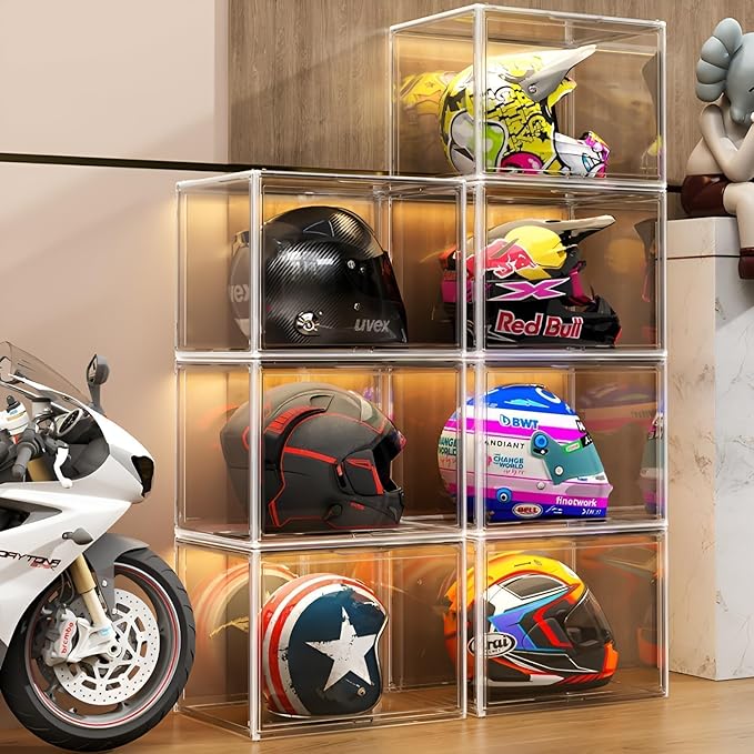 Clear Stackable Plastic Storage Bins with Magnetic Lid, Dustproof Book & Cosmetic Display Cases, Large Figures Collectibles Showcase, Shoe Box, Protection Organizer (XL, Count, 1)