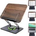 New Upgrade Book Stand for Reading, Book Holder with 360° Swivel Base, Adjustable Height & Angle Cookbook Stand, Foldable Recipe Book Holder for Kitchen, Textbook, Music Stand, Lightweight & Portable