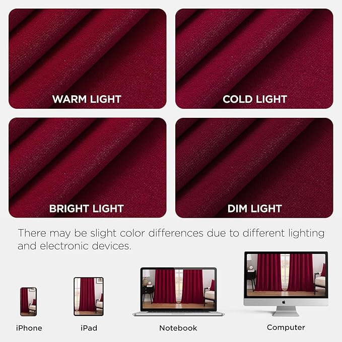 Joydeco Red 100% Blackout Curtains 120 Inch 2 Panels, Luxury Thermal Red Velvet Curtains for Bedroom Living Room, Soundproof Blackout Window Drapes, Rod Pocket & Back Tab (52W x 120L)