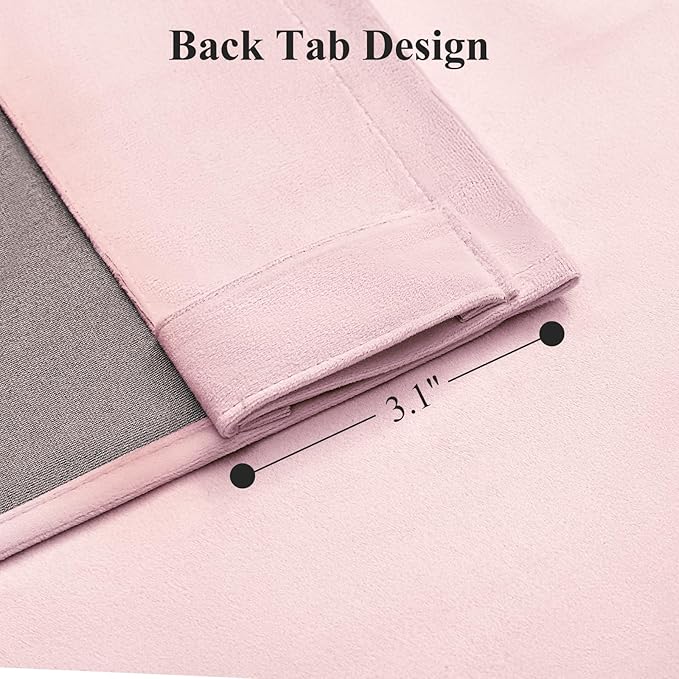 Baby Pink Velvet Curtains 84 Inches Long for Girls Bedroom, Luxury Room Darkening Thermal Insulated Blackout Curtain Window Drapes for Living Room Nursery, Back Tab Rod Pocket, W52 x L84, 2 Panels
